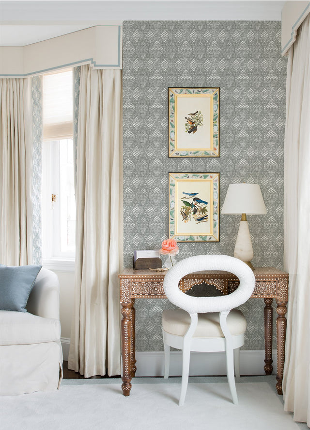 Grady Grey Dotted Geometric Wallpaper with Raised Ink Bohemian Graphics - A-Street Prints 4081-26322