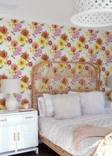 Essie Yellow Painterly Floral Wallpaper with Bohemian Botanical Flower Motif - Brewster 4081-26323