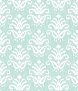 Keaton Aqua Medallion Wallpaper with White Ikat Graphic Motif - A-Street Prints 4081-26327