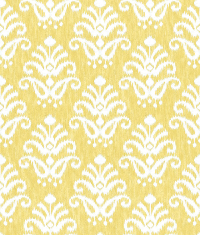 Keaton Yellow Medallion Wallpaper with Ikat Graphics, Bohemian Style - A-Street Prints 4081-26328