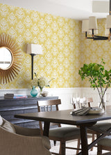 Keaton Yellow Medallion Wallpaper with Ikat Graphics, Bohemian Style - A-Street Prints 4081-26328