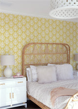 Keaton Yellow Medallion Wallpaper with Ikat Graphics, Bohemian Style - A-Street Prints 4081-26328