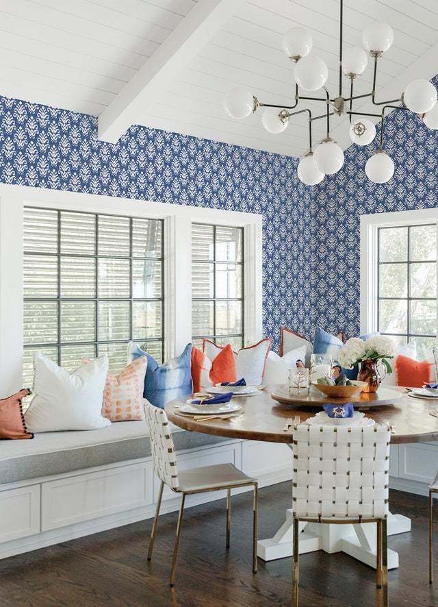 Keaton Blue Medallion Wallpaper with Ikat Bohemian Pattern - A-Street Prints 4081-26329