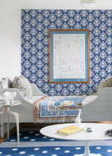 Keaton Blue Medallion Wallpaper with Ikat Bohemian Pattern - A-Street Prints 4081-26329