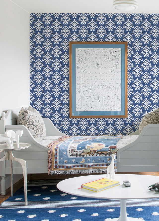 Keaton Blue Medallion Wallpaper with Ikat Bohemian Pattern - A-Street Prints 4081-26329