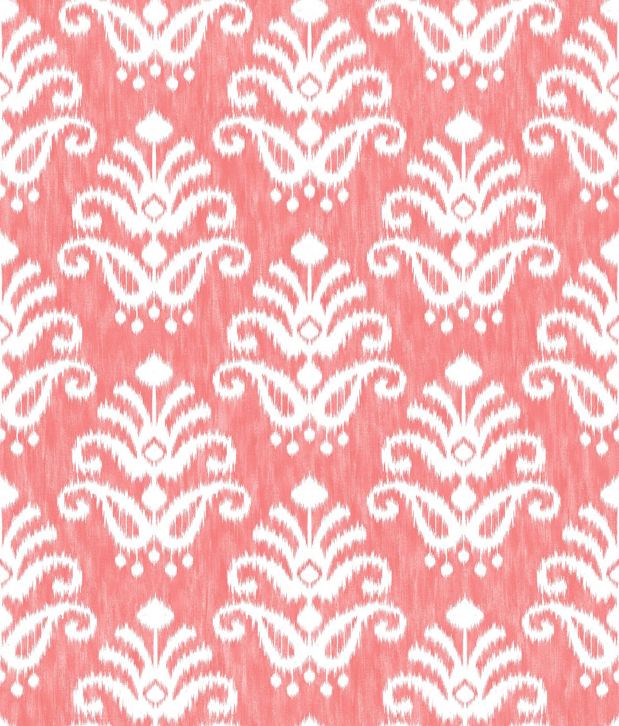 Keaton Coral Medallion Wallpaper with Ikat Bohemian Pattern - Brewster 4081-26330