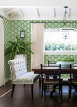 Keaton Green Medallion Wallpaper with Ikat Bohemian Pattern - A-Street Prints 4081-26331