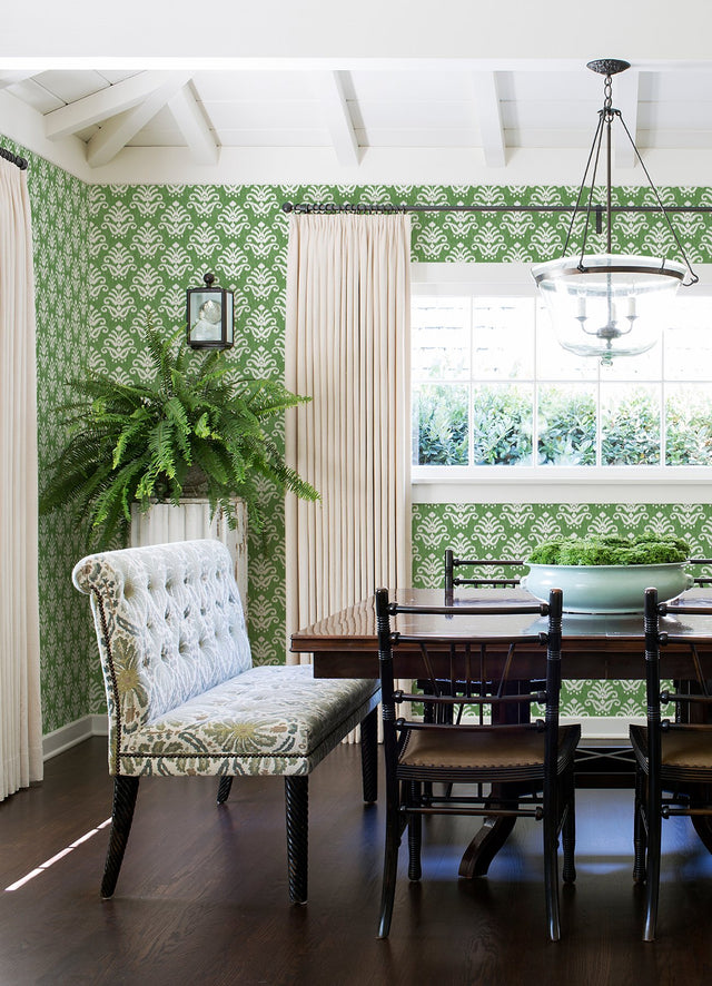 Keaton Green Medallion Wallpaper with Ikat Bohemian Pattern - A-Street Prints 4081-26331