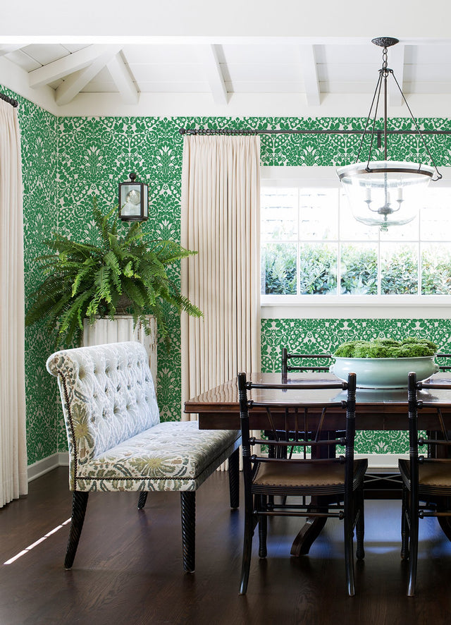Marni Green Fruit Damask Wallpaper with Botanical Graphic Motif - A-Street Prints 4081-26333