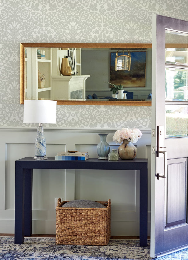 Marni Grey Fruit Damask Wallpaper with Botanical Graphic Motif - A-Street Prints 4081-26335