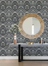 Marni Black Fruit Damask Wallpaper with Botanical Graphics Motif - A-Street Prints 4081-26337