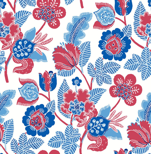 Jana Red Jacobean Wallpaper with Modern Botanical Floral Pattern - A-Street Prints 4081-26338