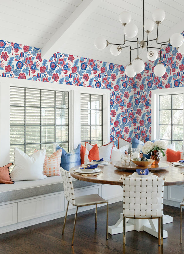 Jana Red Jacobean Wallpaper with Modern Botanical Floral Pattern - A-Street Prints 4081-26338