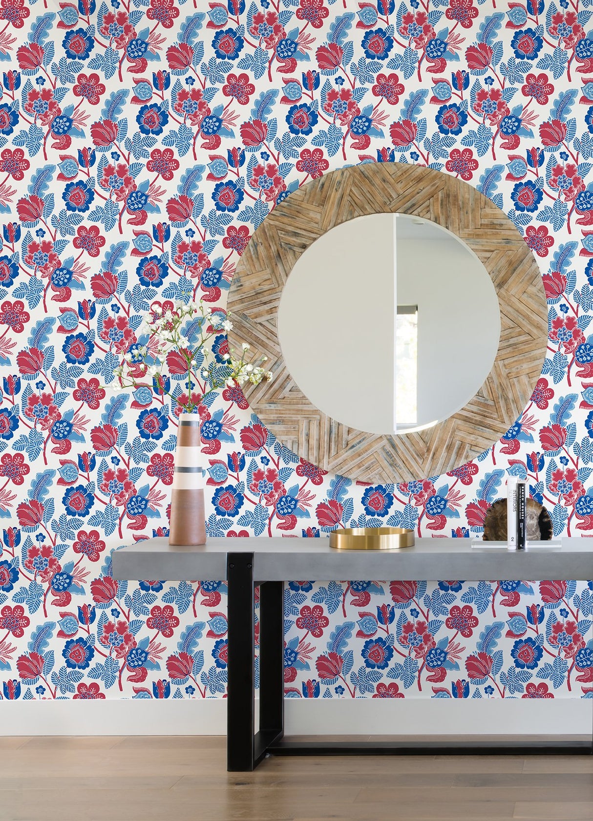 Jana Red Jacobean Wallpaper with Modern Botanical Floral Pattern - A-Street Prints 4081-26338