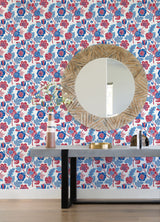 Jana Red Jacobean Wallpaper with Modern Botanical Floral Pattern - A-Street Prints 4081-26338