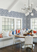 Bannon Blue Leaves Wallpaper with Botanical Bohemian Motif - A-Street Prints 4081-26342