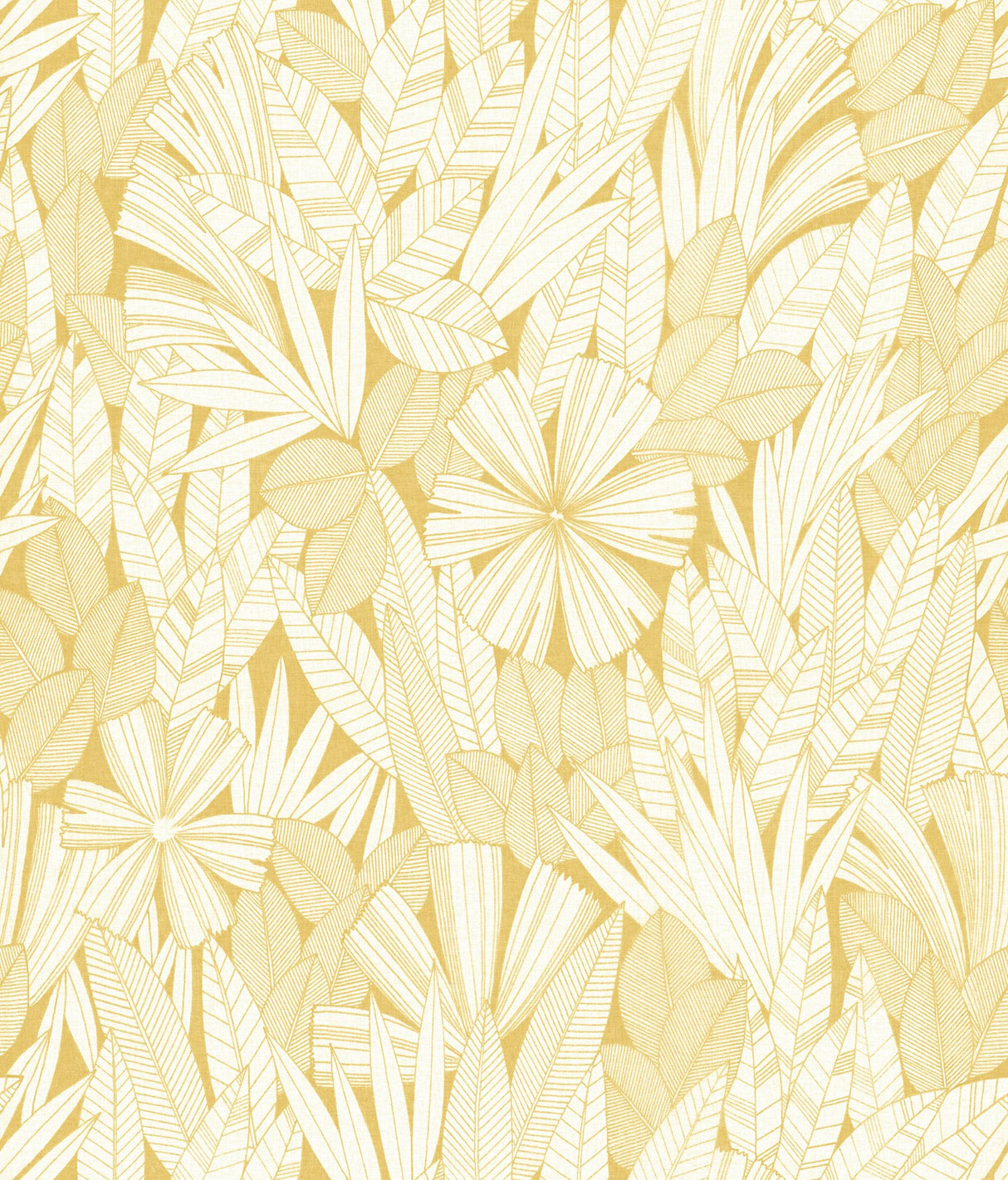 Bannon Yellow Leaves Wallpaper with Botanical Bohemian Motif - Brewster 4081-26343