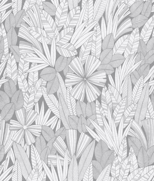 Bannon Grey Leaves Wallpaper with Botanical Bohemian Pattern - A-Street Prints 4081-26344