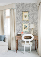 Bannon Grey Leaves Wallpaper with Botanical Bohemian Pattern - A-Street Prints 4081-26344