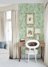 Bannon Green Leaves Wallpaper with Botanical Bohemian Pattern - A-Street Prints 4081-26345