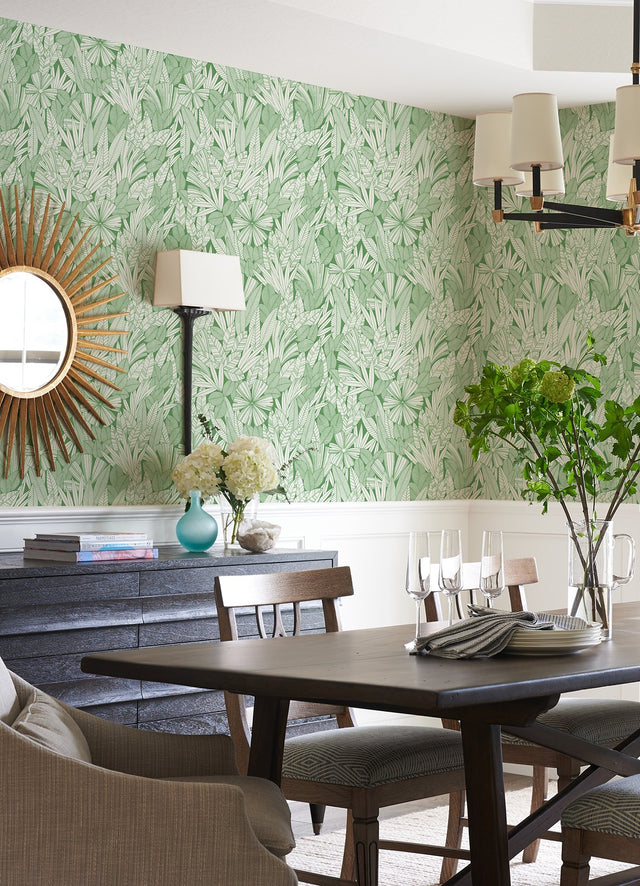 Bannon Green Leaves Wallpaper with Botanical Bohemian Pattern - A-Street Prints 4081-26345