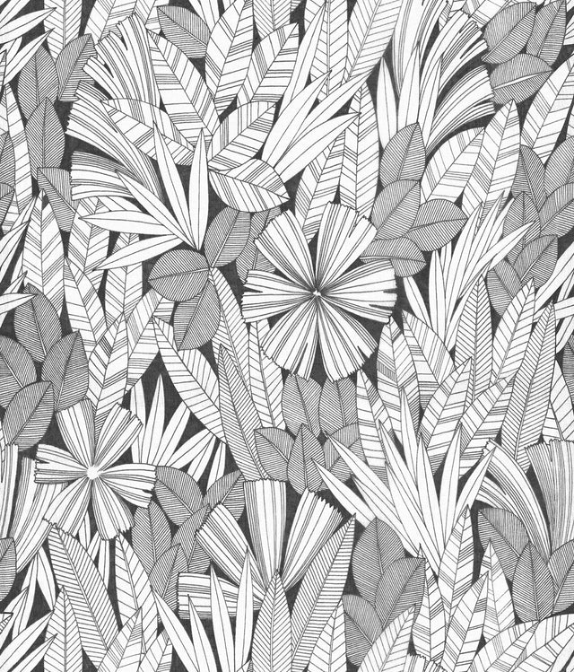 Bannon Black Leaves Wallpaper with Botanical Bohemian Motif - A-Street Prints 4081-26346