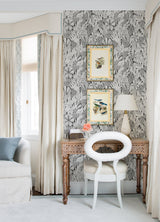 Bannon Black Leaves Wallpaper with Botanical Bohemian Motif - A-Street Prints 4081-26346