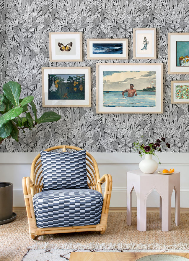 Bannon Black Leaves Wallpaper with Botanical Bohemian Motif - A-Street Prints 4081-26346
