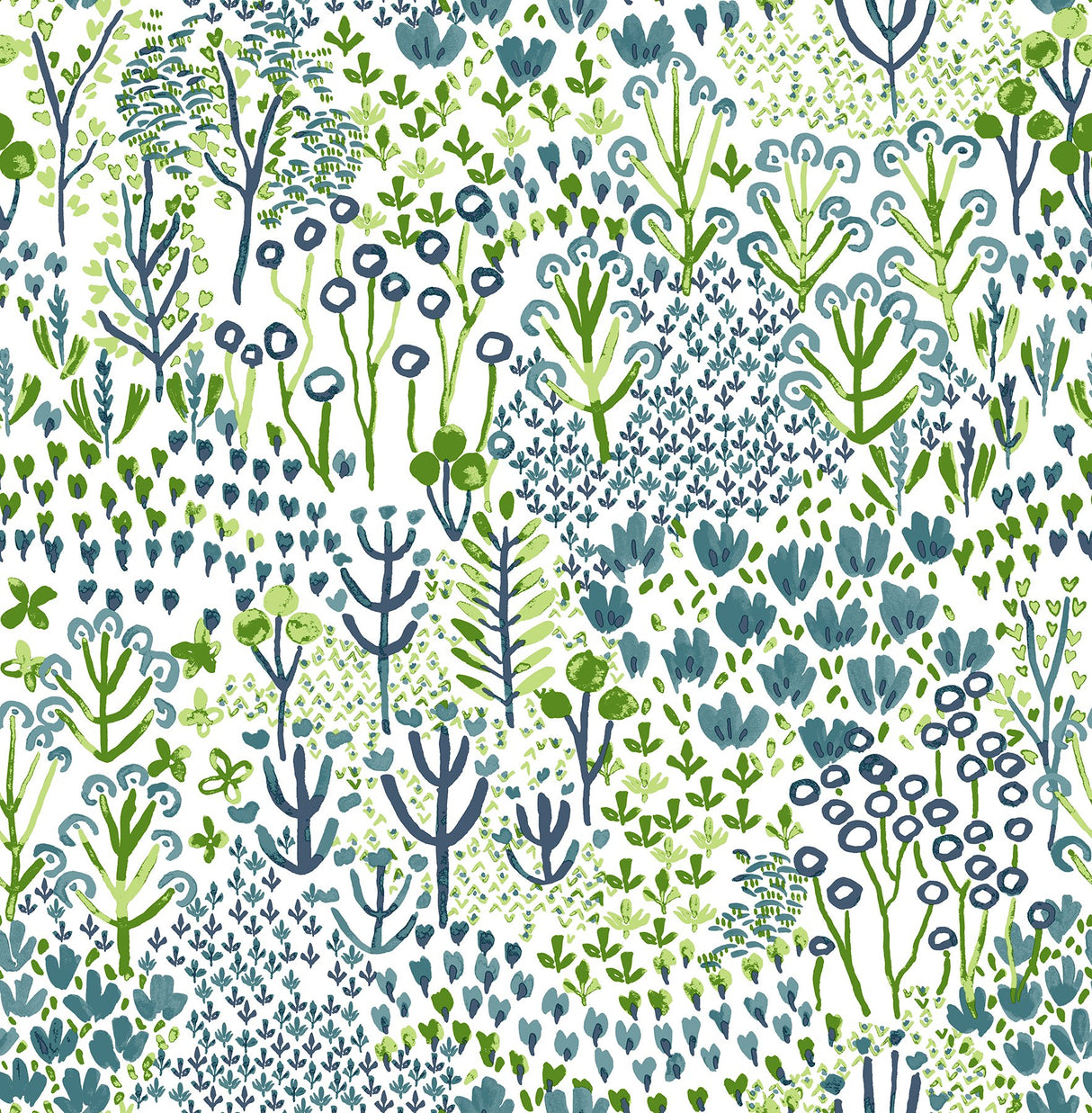 Chilton Teal Wildflowers Wallpaper with Botanical Bohemian Pattern - A-Street Prints 4081-26347