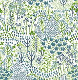 Chilton Teal Wildflowers Wallpaper with Botanical Bohemian Pattern - A-Street Prints 4081-26347