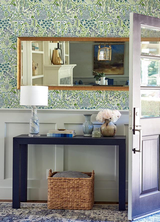 Chilton Teal Wildflowers Wallpaper with Botanical Bohemian Pattern - A-Street Prints 4081-26347