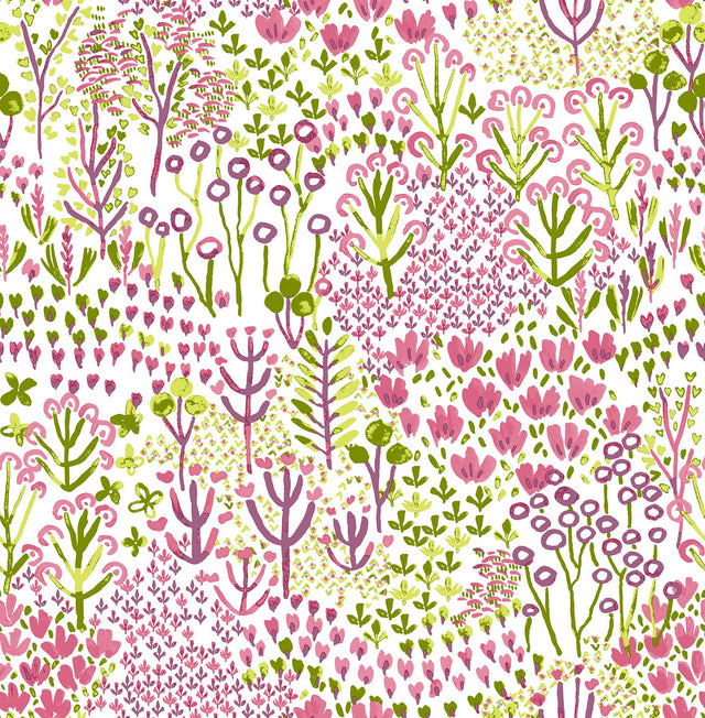 Chilton Pink Wildflowers Wallpaper with Bohemian Botanical Pattern - A-Street Prints 4081-26349