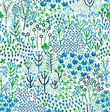 Chilton Blue Wildflowers Wallpaper with Bohemian Botanical Pattern - Brewster 4081-26350