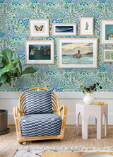 Chilton Blue Wildflowers Wallpaper with Bohemian Botanical Pattern - Brewster 4081-26350