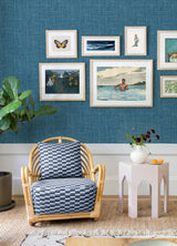 Emerson Teal Faux Linen Wallpaper with Fabric & Woven Textures Pattern - A-Street Prints 4081-26351