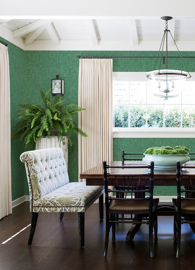 Emerson Green Faux Linen Wallpaper with Fabric & Woven Textures Pattern - A-Street Prints 4081-26353
