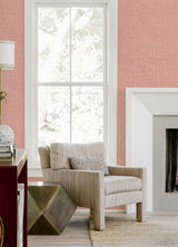Emerson Coral Faux Linen Wallpaper with Textured Fabric-Woven Look - A-Street Prints 4081-26355