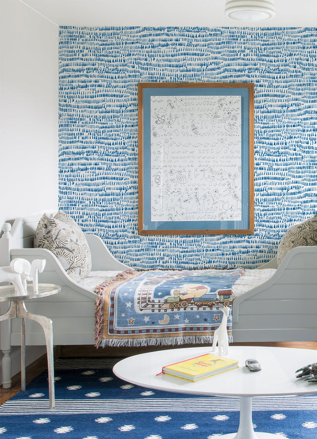 Runes Sapphire Brushstrokes Blue Wallpaper with Modern Abstract Pattern - A-Street Prints 4081-26357