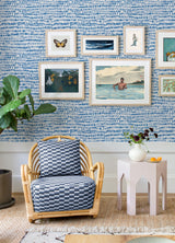 Runes Sapphire Brushstrokes Blue Wallpaper with Modern Abstract Pattern - A-Street Prints 4081-26357