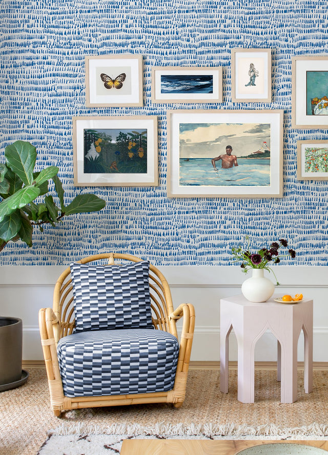 Runes Sapphire Brushstrokes Blue Wallpaper with Modern Abstract Pattern - A-Street Prints 4081-26357