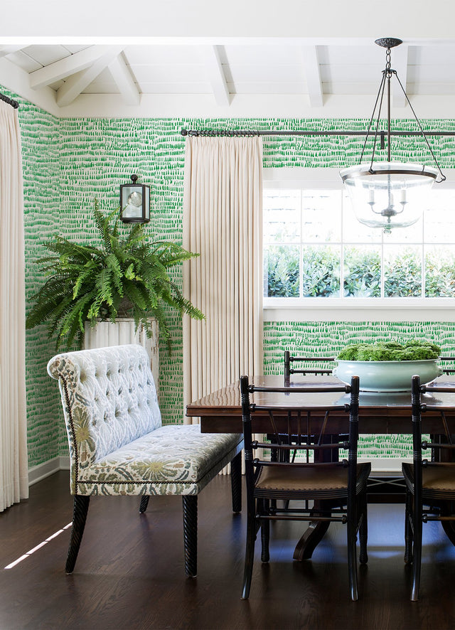 Runes Green Brushstrokes Wallpaper with Abstract Modern Pattern - A-Street Prints 4081-26358