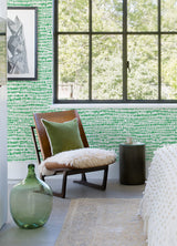 Runes Green Brushstrokes Wallpaper with Abstract Modern Pattern - A-Street Prints 4081-26358