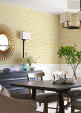 Runes Yellow Brushstrokes Wallpaper with Abstract Painterly Pattern - Brewster 4081-26360