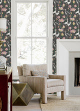 Barton Grey Heron Wallpaper with Eclectic Chinoiserie Lotus and Birds Pattern - A-Street Prints 4081-87553