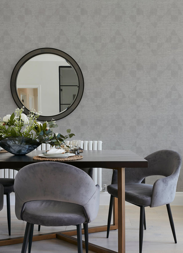 Wegener Sterling Geometric Wallpaper with Metallic Textured Diamond Pattern - Brewster 4082-381961