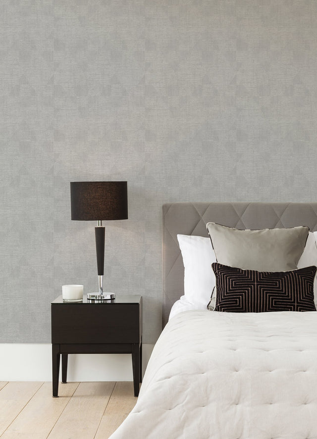 Wegener Sterling Geometric Wallpaper with Metallic Textured Diamond Pattern - Brewster 4082-381961
