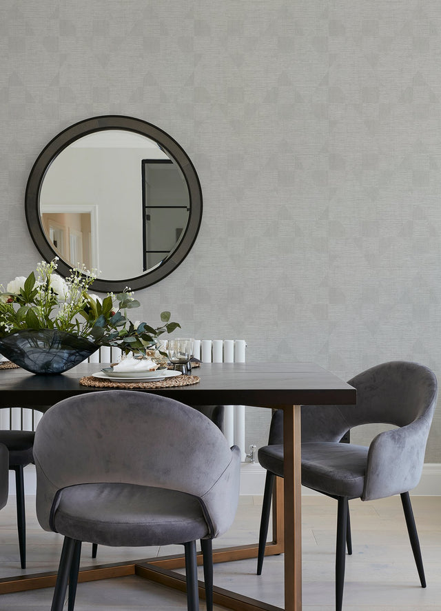 Wegener Silver Geometric Textured Wallpaper with Metallic Finish - Advantage 4082-381962