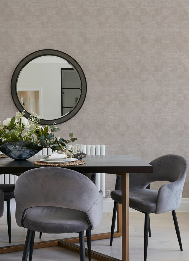Wegener Blush Geometric Wallpaper with Metallic Textured Diamond Pattern - Advantage 4082-381965
