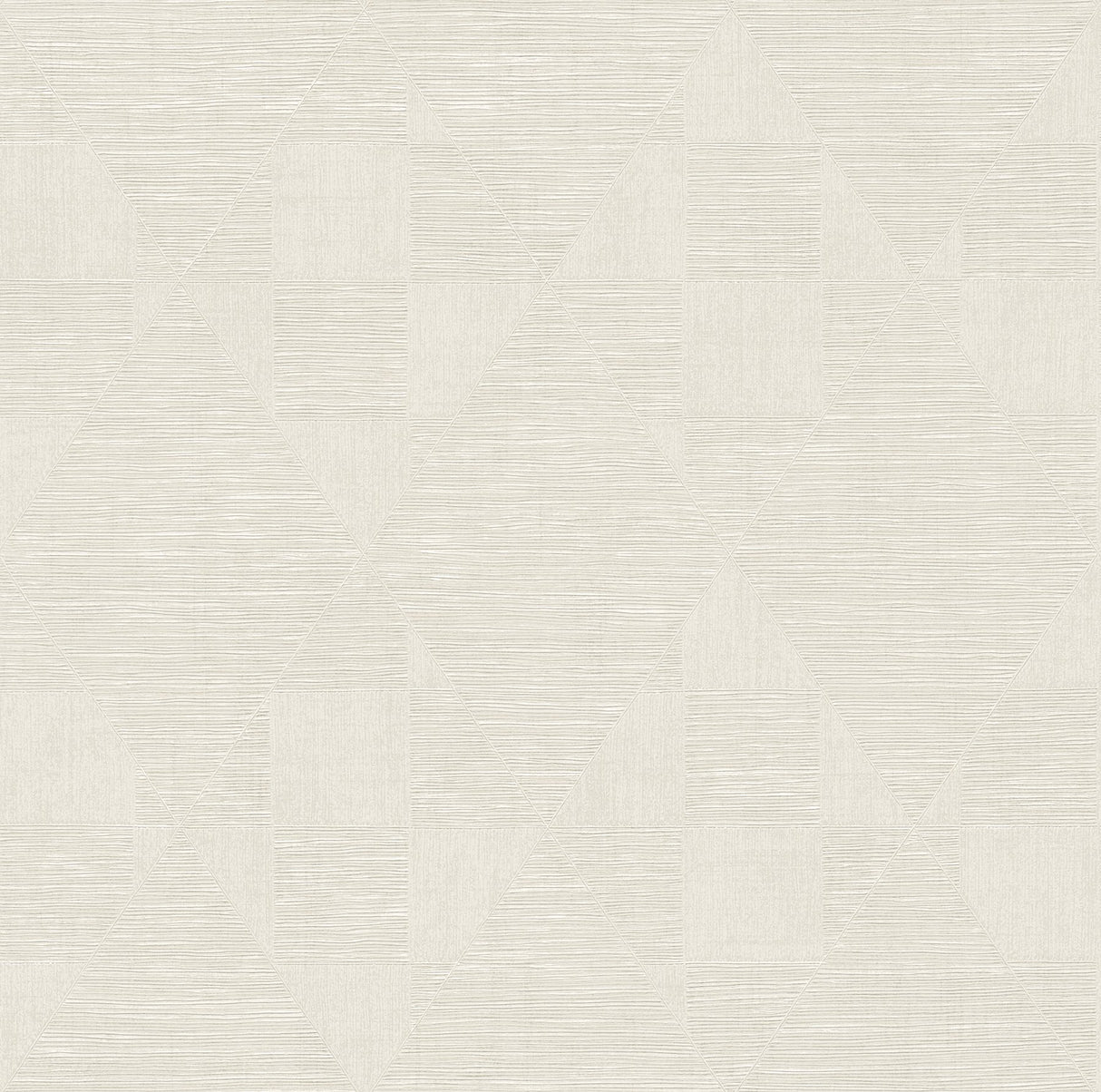 Wegener Ivory Geometric Wallpaper with Metallic Textured Diamond Pattern - Advantage 4082-381966