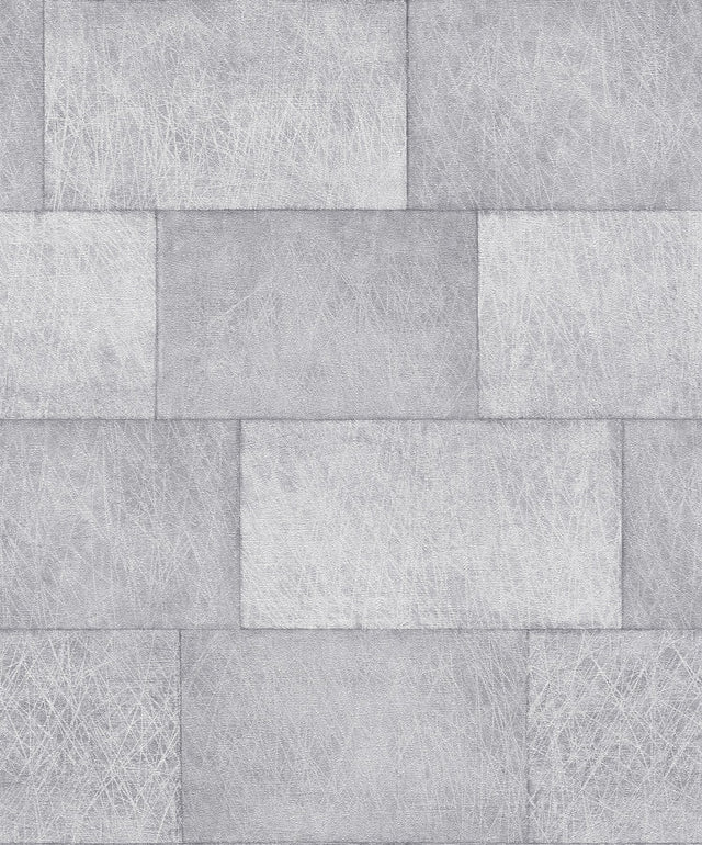 Lyell Light Grey Stone Textured Wallpaper with Farmhouse Graphics Pattern - Advantage 4082-382011